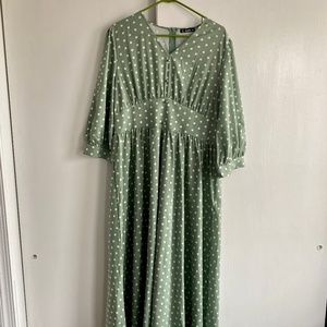 Green Polka Dot Maxi Dress